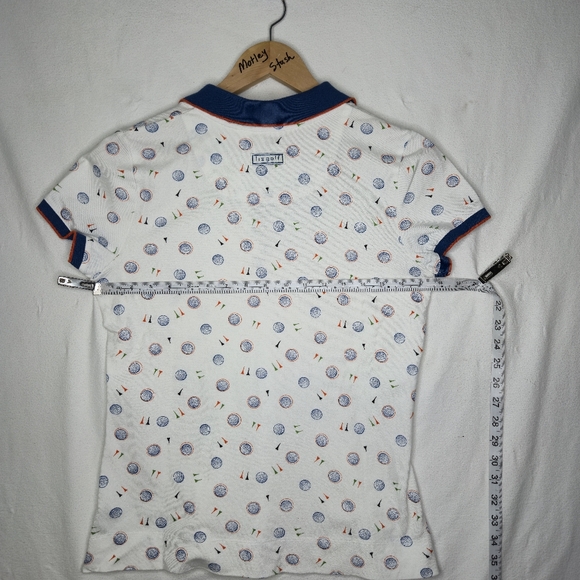 Liz Claiborne Lizgolf Ladies Short Sleeve Golf Theme Blue And White Tee Size M - Picture 4 of 8